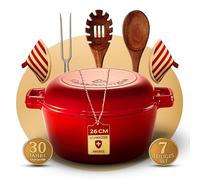 GUSSKÖNIGIN Cocotte Fonte Émaillée 2-en-1 - Faitout Induction avec Couvercle Poêle, Marmite Fonte Premium Tous Feux dont Induction & Four, Design Élégant, Garantie 30 Ans