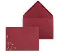 GUSTAV NEUSER Lot de 15 enveloppes de Noël, format C5, avec pluie d'étoiles dorées et métallisées en relief, enveloppe mate festive en rouge foncé, collage humide, 110 g/m², 154 x 220 mm, marque