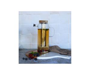 GUSTAVE Théière Carafe en verre borosilicate bouchon bois 1.5 L OGO