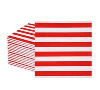 GUSXPPD Lot de 20 Serviettes en Papier Rayures, 33x33 cm Serviette Papier Rayures 2 Plis Serviettes de Jetables Décoration Table pour Cocktail, Fête, Mariage, Anniversaire (Rouge)