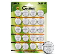 GutAlkaLi CR2032 Lot de 20 piles bouton CR2032 au lithium 3 V