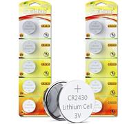 GutAlkaLi LMK1 CR2430 Lot de 10 piles bouton au lithium 3 V pour bougies votives, bougies chauffe-plat, vidéo, ordinateur, calculatrice, cartes IC, produits électriques