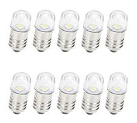 GutReise AC/DC E10 Ampoules, 10pcs 12V Blanc chaud E10 Ampoules de Rechange Miniature Vis Lampes LED 65Lm (12V, Blanc chaud)