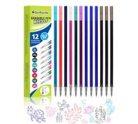 GutSache 12x Mines de Rechange Effaçables Compatibles avec Legami, 8 couleurs, Hauteur 13 cm, Pointe 0,7 mm, Encre thermosensible, Mine de stylo gel Effaçable, Idéal pour le Bureau et l'école