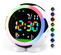 GUUMUXIN Réveil Football Numérique pour Enfants, Veilleuse Colorée avec Minuterie, Double Alarme, 6 Tonalités d'Alarme, Snooze, 12/24h, Cadeau de Scolarisation pour Garçons Filles