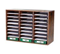 GUUSII HOME Organisateur de Bureau Bois Rangement Banette Casier Bannettes Classeur Bureau Range Trieur Document Papier Bureau avec 27 Compartiments Taille 80x55.1x30.5cm
