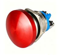 Guuzi 16mm 3V/6V/12V/24V/48V/110V/220V Bouton Poussoir Momentané en Métal à Tête Champignon Bouton de Démarrage Rond 1NO ON Off Borne à Vis Bombée à Réinitialisation Automatique (Rouge)