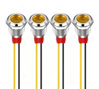 GUUZI 4pcs 12mm Voyant LED 220-230V Signal Lumineux étanche Panneau Métallique Voyant LED Montage sur Panneau Tête Plate avec Fils Coque Argentée (Jaune)