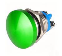 Guuzi Bouton Poussoir Momentané 16mm 3V/6V/12V/24V/48V/110V/220V Tête de Champignon en Métal Bouton de Démarrage Rond 1NO ON Off Borne à Vis Bombée à Réinitialisation Automatique (Vert)