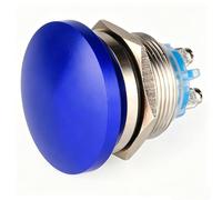 Guuzi Bouton Poussoir Momentané 22mm 3V/6V/12V/24V/48V/110V/220V Tête de Champignon en Métal Bouton de Démarrage rond 1NO ON Off Borne à Vis Bombée à Réinitialisation Automatique (Bleu)