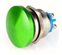 Guuzi Bouton Poussoir Momentané 22mm 3V/6V/12V/24V/48V/110V/220V Tête de Champignon en Métal Bouton de Démarrage rond 1NO ON Off Borne à Vis Bombée à Réinitialisation Automatique(Vert)