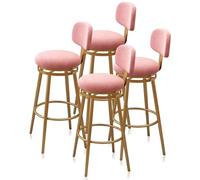 Guyifuny Tabourets de Bar pivotants Ensemble de 1/2/3/4, tabourets à Hauteur de comptoir avec dossiers, siège rembourré, Chaise de Petit-déjeuner Morden for îlot de Cuisine(Pink 75cm,4 PCS)