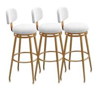 Guyifuny Tabourets de Bar pivotants Ensemble de 1/2/3/4, tabourets à Hauteur de comptoir avec dossiers, siège rembourré, Chaise de Petit-déjeuner Morden for îlot de Cuisine(White 65cm,3PCS)