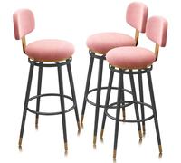 Guyifuny Tabourets de Bar pivotants Ensemble de 1/2/3/4, tabourets Hauteur de comptoir avec dossiers, Cadres en métal, Chaise rembourrée Chaise Haute Morden for îlot de Cuisine(Pink Black,3 PCS 75cm)