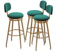 Guyifuny Tabourets de Bar pivotants Ensemble de 1/2/3/4, tabourets Hauteur de comptoir avec dossiers, Cadres en métal, Chaise rembourrée Chaise Haute Morden for îlot de Cuisine(Green Gold,3 PCS 65cm)