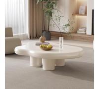 Guyii Table Basse Cloud, Salon Central Minimaliste Table Basse irrégulière à Quatre Pieds Blanc 90cm (Table Basse - crème Blanche)