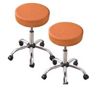 GUYIRT Lot de 2 housses de coussin de tabouret de bar rondes imperméables en cuir pour salle à manger, bureau, banquet (café clair)