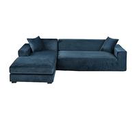 GUYIRT Velours Housse De Canapé d'angle, 2 Pièces Extensibles Housse Canapé Angle Antidérapant Housse De Canapé en Forme De L Protecteur De Meubles Doux pour Canapé d'angle -Bleu Marine-4+3 Places