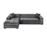 GUYIRT Velours Housse De Canapé d'angle, 2 Pièces Extensibles Housse Canapé Angle Antidérapant Housse De Canapé en Forme De L Protecteur De Meubles Doux pour Canapé d'angle -Gris foncé-3+2 Places