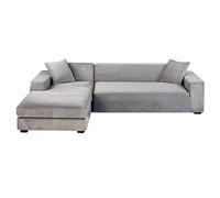 GUYIRT Velours Housse De Canapé d'angle, 2 Pièces Extensibles Housse Canapé Angle Antidérapant Housse De Canapé en Forme De L Protecteur De Meubles Doux pour Canapé d'angle -Gris Clair-3+2 Places
