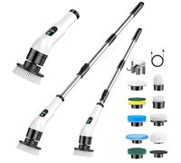 Guyisile Brosse Nettoyante Électrique 9 pièces, IPX6, sans Fil & 2 Vitesses | Nettoyeur rotatif télescopique pour salle de bain, cuisine, carrelage, douche, voiture & terrasse - puissant & étanche