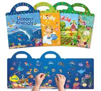 GUYUCOM Livres Gommettes Enfants,Pack 4-Animaux marins,Ferme,Insectes,Corps | Autocollant Voyage, Stickers Book Transparents, Cadeaux d’Anniversaire Jouets Éducatifs Garçons et Filles de 2 3 4 5 6 Ans