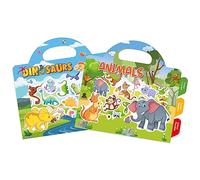 GUYUCOM Lot de 2 livres d'autocollants réutilisables pour les tout-petits, durables, sans colle pour enfants, loisirs créatifs pour garçons et filles de 2, 3, 4 ans, dinosaures, animaux, jouets