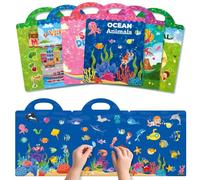 GUYUCOM Lot de 6 livres d'autocollants réutilisables pour enfants, avec véhicules du monde animal, dinosaures, licorne, etc., cadeau pour garçons et filles à partir de 2, 3, 4, 5, 6 ans