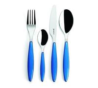 Guzzini 23000076 Ménagère En Inox 24 Pièces Bleu Méditerranée 25,5 X 15,8 X 7,5 Cm