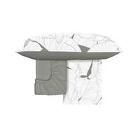 GUZZINI Botanical - Parure de Lit avec 1 Drap Housse 90x200 Coton 100% Bio Certifié OekoTex Antiacarien Hypoallergénique Respirant Surmatelas Haut 30 cm, 1 Taie Oreiller 50x80 et 1 Drap Plat 150x280
