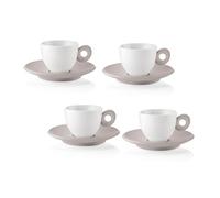Guzzini - EVERYDAY 081701158 Lot de 4 tasses à café avec soucoupe - Gris taupe