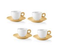 Guzzini - EVERYDAY 081701211 Lot de 4 tasses à café avec soucoupe - Jaune moutarde