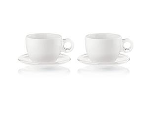 Guzzini Fratelli Gocce, Set de 2 Tasses à Petit-déjeuner avec sous-Tasses, SMMA|Porcelain