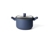 Guzzini - Marmite à pâtes Cook&Color 22 cm avec Couvercle en Verre, en Aluminium Forgé avec Revêtement Céramique Antiadhésif, Compatible Induction, Manche Ergonomique - Bleu Marine - 096872210