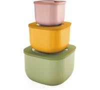 GUZZINI SET 3 CONTENITORI ERMETICI ALTI (ISCC+) 'STORE&MORE BIO' 'FOOD STORAGE' Verde, Giallo, Rosa, Contenuti per Alimenti