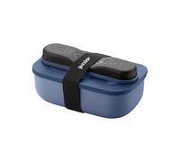 Guzzini - Store&Go, set de boîte à lunch avec couverts de voyage - Bleu foncé, 20 × 12 × H 7 cm - 900 cc - 171155173