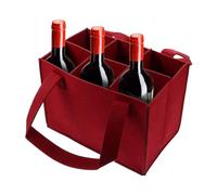 Gvblkq Bottle Wine Carrier Bag, Felt Storage Tote, 6-Bottle Liquor Tote, Sturdy and Portable, Soft Felt Material, Easy-to-Carry Handles, for Weddings, Travel, Picnics, 9.84x7.09x6.3 in