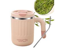 Gvblkq isothermes légers en acier inoxydable de 480 ml, tasse anti-fuite en polypropylène avec poignée et couvercle, récipient à thé portable pour boissons chaudes ou froides, 12,7 x 8,7 cm