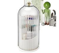 Gvblkq Makeup Brush Organizer, Rotating Cosmetic Organizer, Bird Cage Cosmetic Tools Storage with Lid, 360° Rotatable Lipstick Holder for Vanity, Desktop, Bathroom, 10.63x4.8 Inches