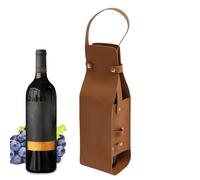 Gvblkq Sac à vin en cuir synthétique avec poignée, sac de transport pour bouteille de liqueur, sac de pour bouteille de vin, sac de transport portable pour rangement de vin, marron, Siehe