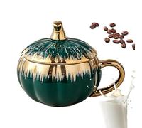 Gvblkq Tasse à café en forme de , tasse à café en céramique avec couvercle, bol à bonbons d'automne avec cuillère, tasse en céramique pour Halloween, tasse à café en forme de