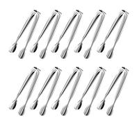 Gvolatee 10 Pièces Pince à glaçons INOX 11cm, Multifonctions Poli Pinces à Sucre Main Vintage, pour Bonbon, Glace, Biscuit, Café, Cuisine, Mariage, fête d'anniversaire, Bar Buffet Grill (Argent)