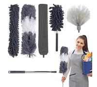 Gvolatee 6 pièces Plumeau Poussiere Telescopique 250 cm, Plumeaux Microfibre Lavable Tête Nettoyage Différentes, Plumeau Télescopique pour Ventilateur Plafond, Toile Araignée, Meubles, Voitures