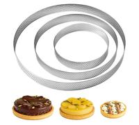 GVSS 3 Pièces Cercle à Tarte Perforé en Acier Inoxydable,Diamètres 10/15/20 cm Hauteur 2 cm,Anneau à Pâtisserie Professionnel pour Gâteaux en Mousse et Desserts,pour Démoulage Facile
