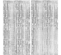 GWAWG 2PCS Silver Tinsel Ride, Rideaux de Frange en foile métallique, Streamers de Porte Suspendue, Rideau de Streamers Shimmer de Frange en foile, Rideaux Shimmer