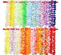 GWHOLE 50 Pièces Collier Hawaien Fleurs, Guirlande Tropicale Multicolore en Tissu Doux pour Décoration Fête Plage, Anniversaire Luau, Soirée Été, 90-100cm