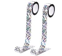 GWHOLE Ruban Anti-Oiseaux Double Face Pet 2.4cm x 45m 2 Rouleaux, Argent | Reflet Holographique Double Face, Film PET Renforcé, Résistant aux UV et à la Pluie Pour Jardins, Vergers, Cultures