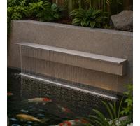 GwlThixion Cascade Piscine Fontaine Boit de Fontaine Murale extérieur, Kit de fontaines de Cascades d'étang, Résistant au calcaire et aux algues, Rideau d'eau linéaire Facile à Nettoyer Standard-60CM