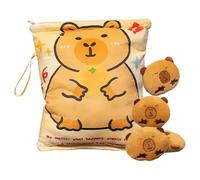 Gwtdtoad Pochette Goûter | Poche Snack Capybara en Peluche - 4 Petites s avec Oreiller Porte-Clés pour Garçons Filles Femmes Étudiants D'âge Préscolaire École Voyage