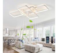 GWYAJTU 120W Ventilateur Plafond Avec Lumiere Moderne LED Dimmable Lustre Ventilateur Avec Télécommande Réversible 6 Vitesses Plafonnier Ventilateur Silencieux Pour Salon Chambre-White||102cm